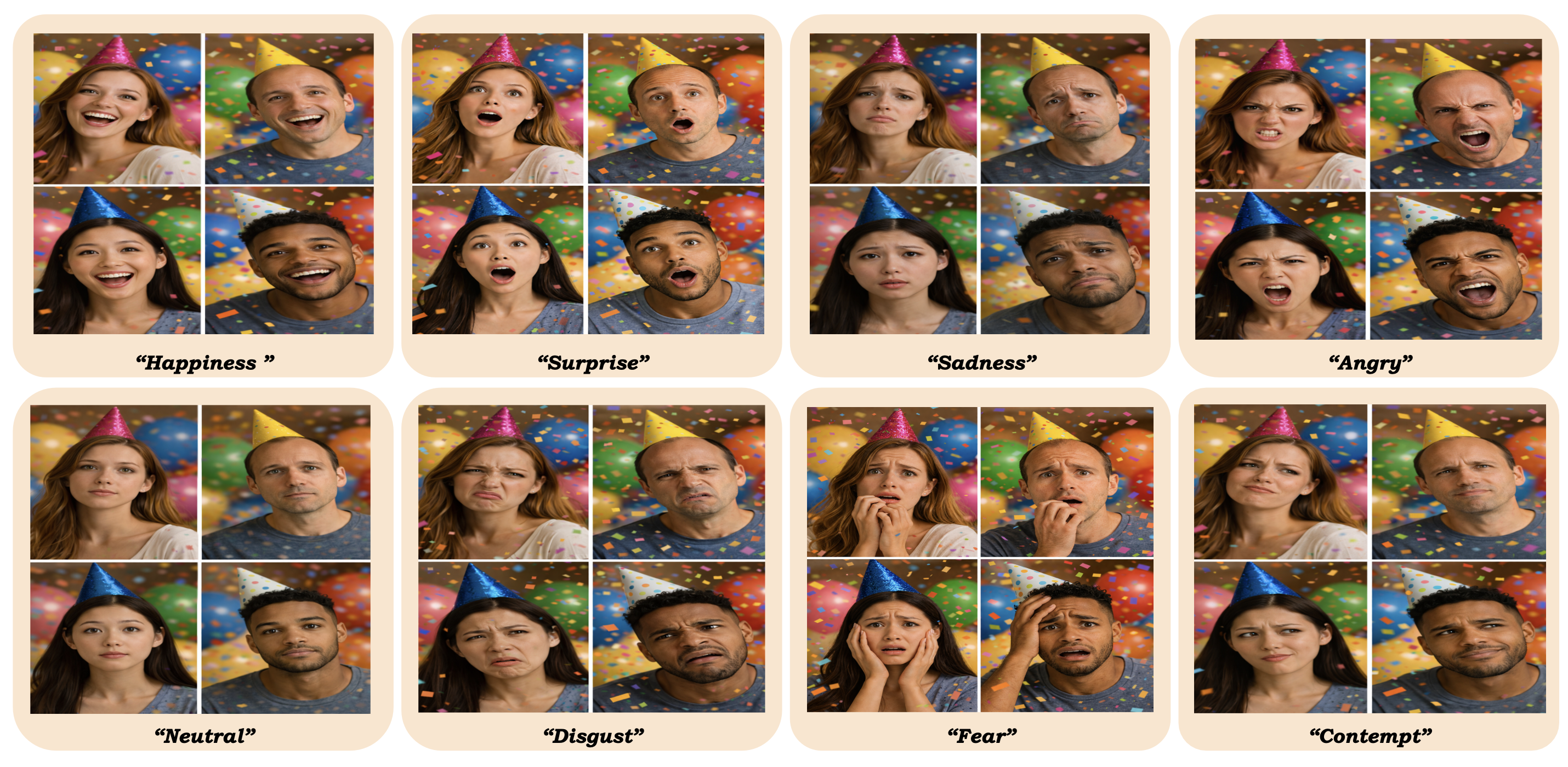 Figure 14 emotion variation with respect to eight AffectHuman-43K classes.