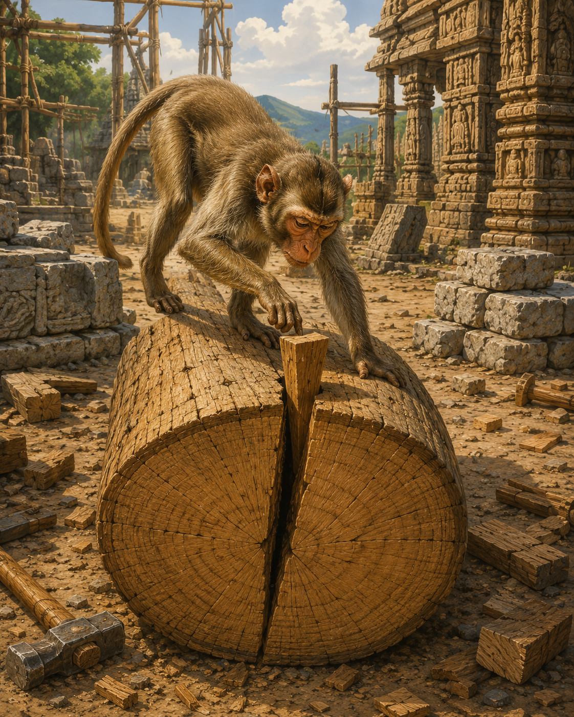 The Monkey and the Wedge — scene 3
